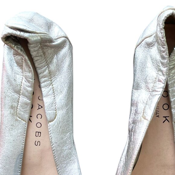Marc Jacobs Look Ballet Flats Silver Leather Size - 38 - Metallic Leather Ballet - Picture 2 of 13
